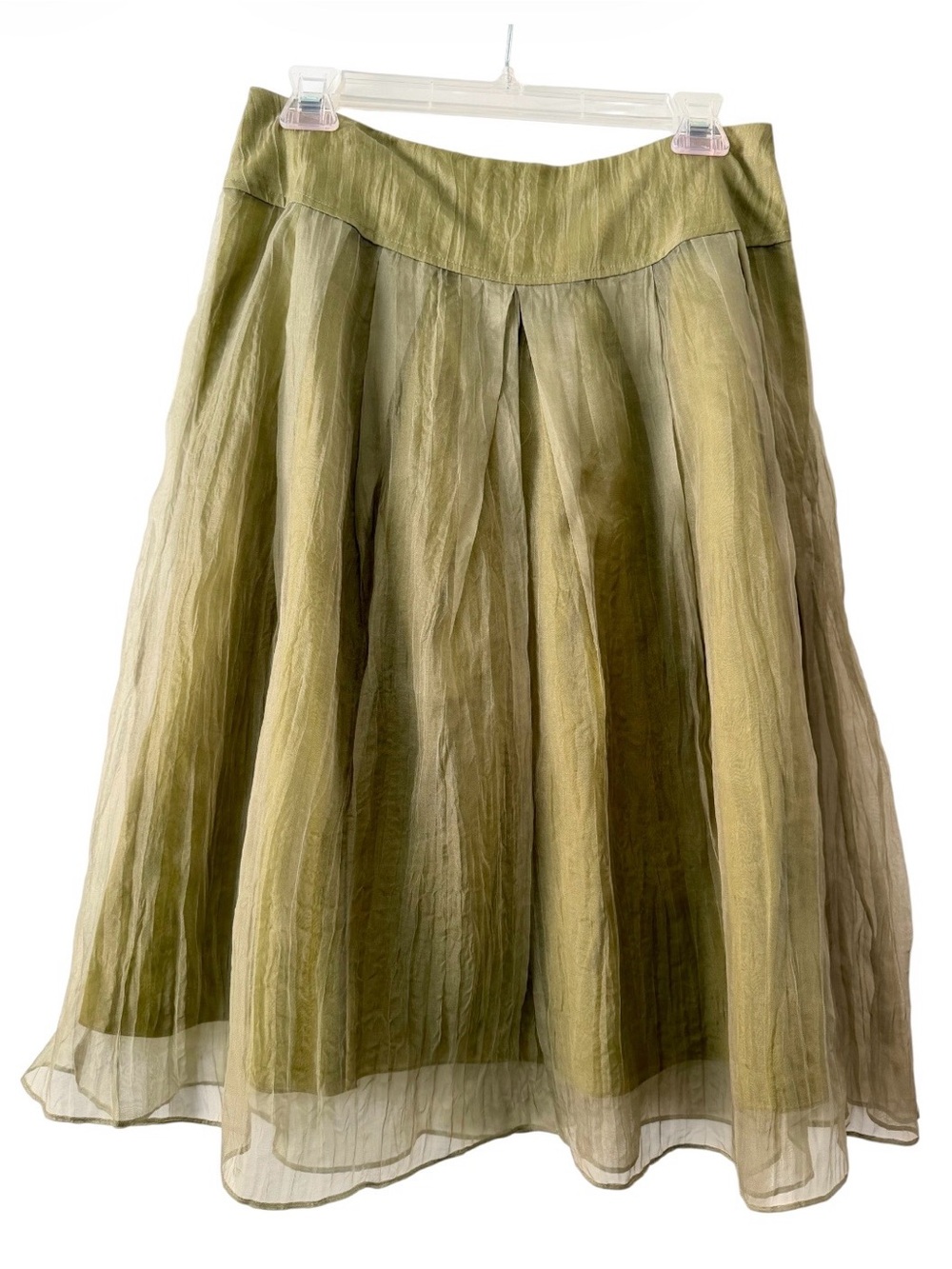 Garnet Hill Silk Overlay Midi Skirt Lined Size 8 Fairy Cottage Boho Feminine